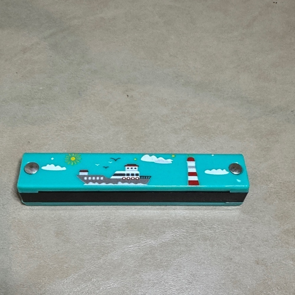 Turquoise Harmonica with Boat Design